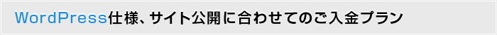 WordPress仕様、サイト公開に合わせてのご入金プラン