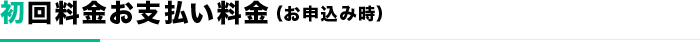 初回料金お支払い料金（お申込み時）